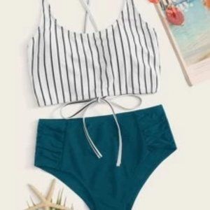 Blue and Pinstripe Bikini